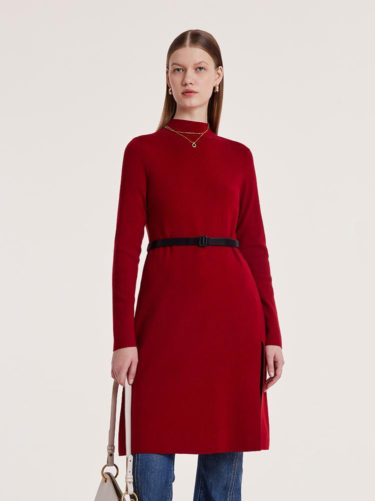 Mock Neck Long Sweater And Pleated Skirt Two-Piece Set GOELIA