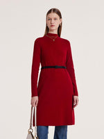 Mock Neck Long Sweater And Pleated Skirt Two-Piece Set GOELIA