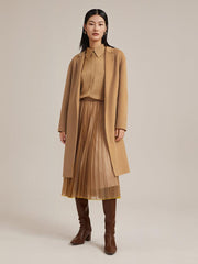 100% Cashmere One Button Cocoon Shape Coat GOELIA