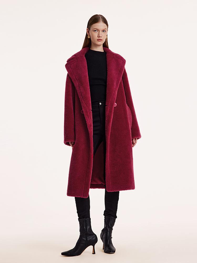 Teddy Lamb Wool Lapel Oversized Coat GOELIA