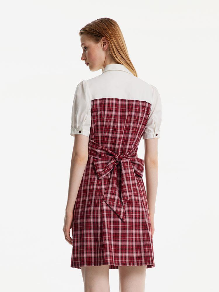 Shirt Plaid Patchwork Dress GOELIA