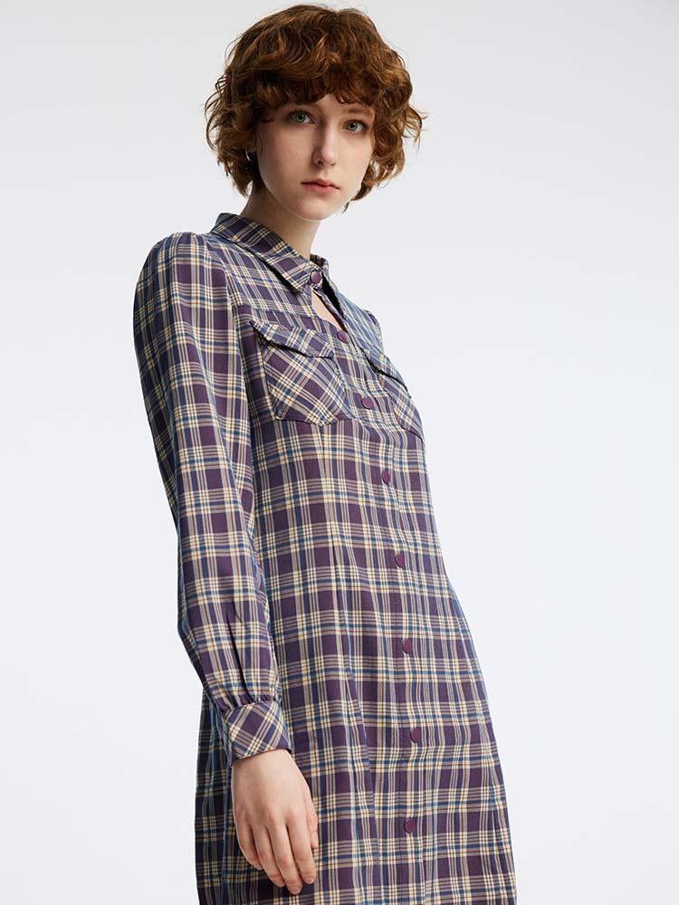 Gathered Waist Plaid Dress GOELIA