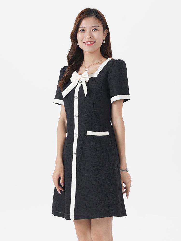 Chic Jacquard Dress (With Bowknot) GOELIA