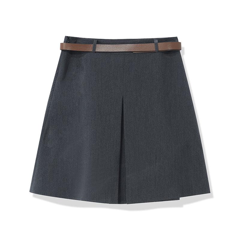 Reversible Pleated Mini Skirt With Leather Belt GOELIA