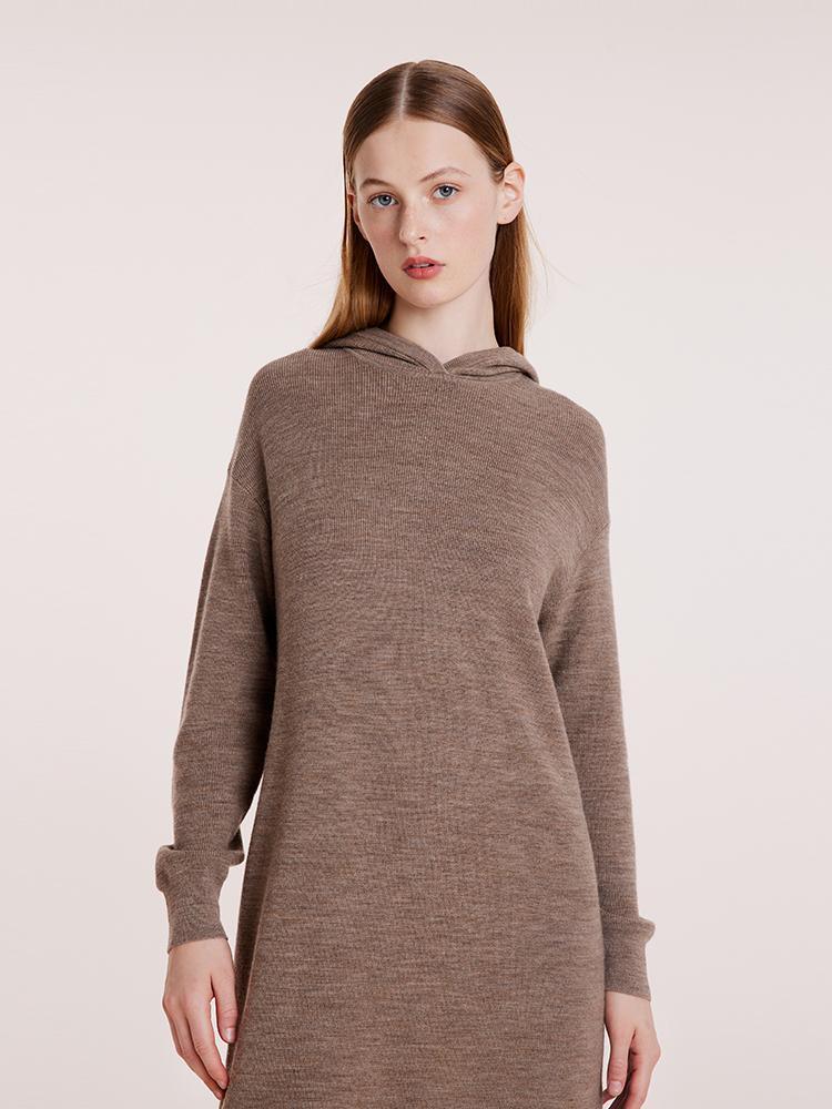 Machine Washable Wool Hooded Knit Dress GOELIA