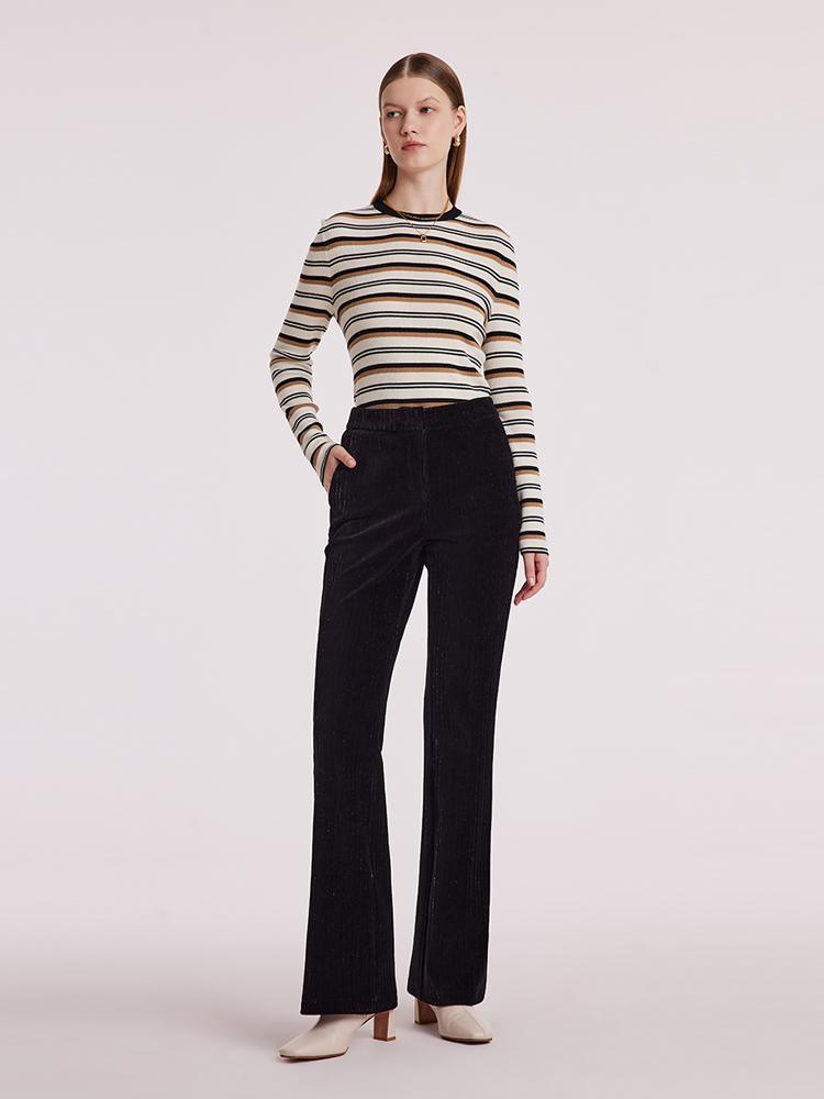 Black Knitted Flare Pants GOELIA