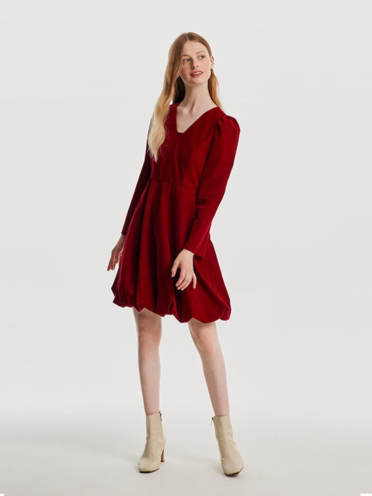 Velvet Dress With Detachable Bowknot GOELIA