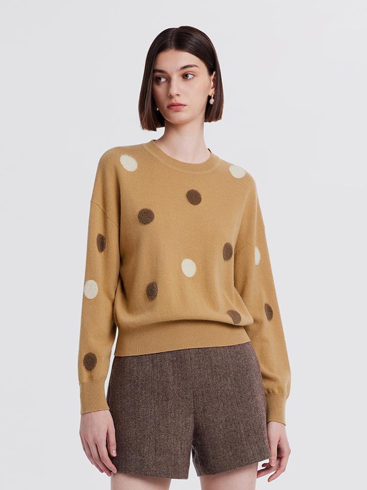 Polka Dots Woolen Jacquard Sweater