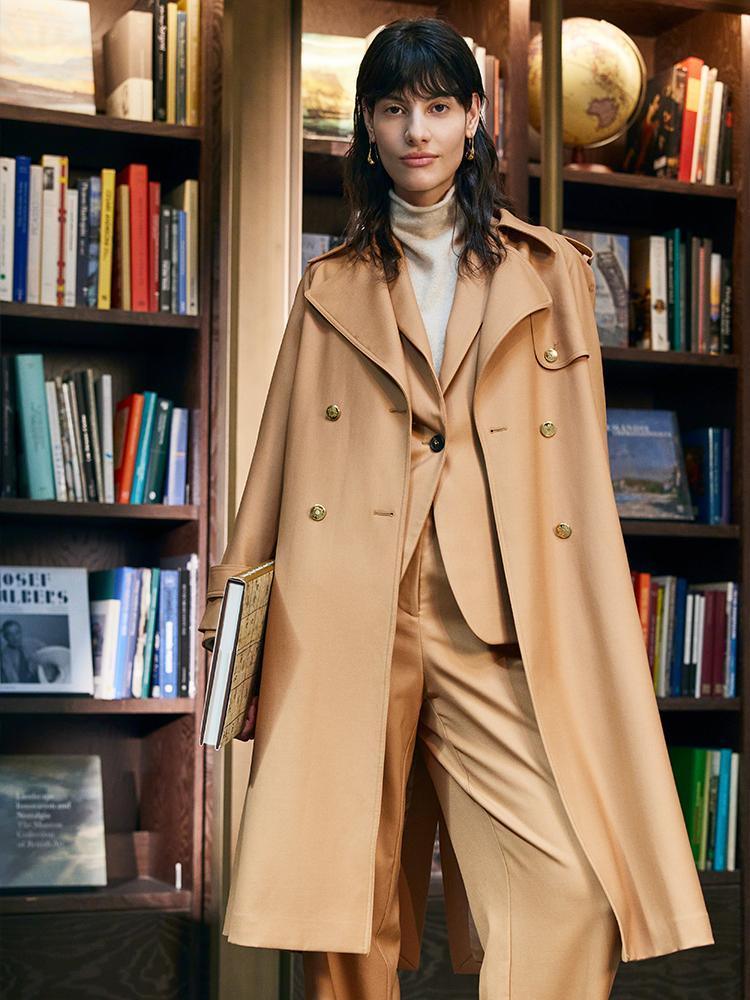 Worsted Wool Trench Coat GOELIA