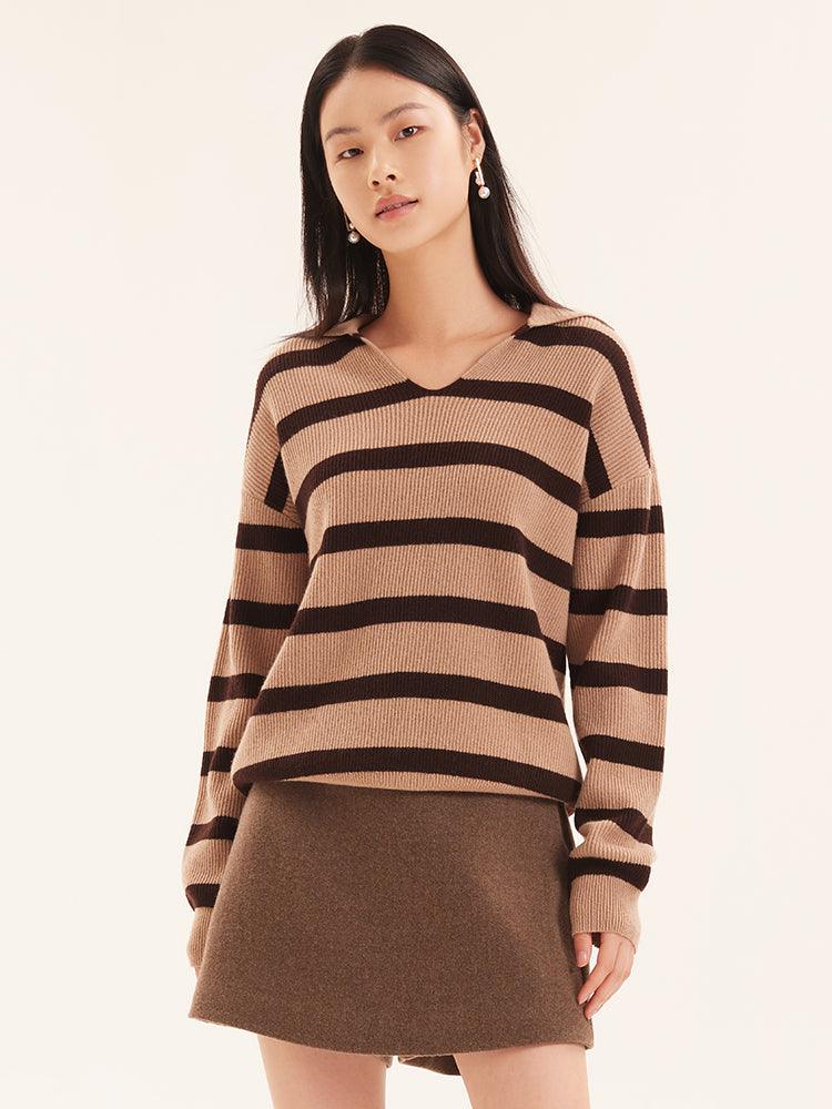 Black&Brown Stripe Wool  Sweater GOELIA