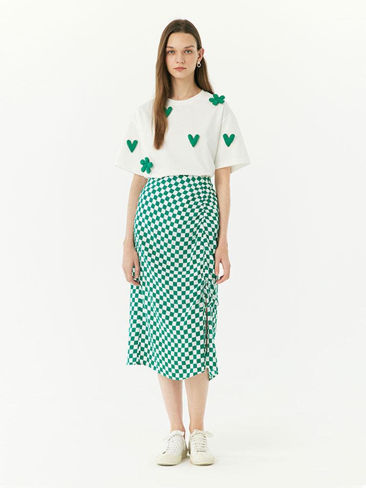 Checkerboard Slip & Shirring Dress Set GOELIA