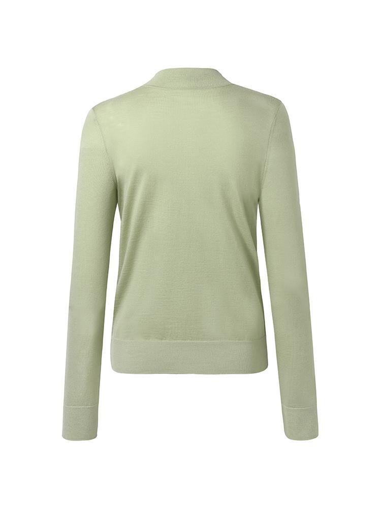 Machine Washable Wool Slim Mock Neck Sweater GOELIA