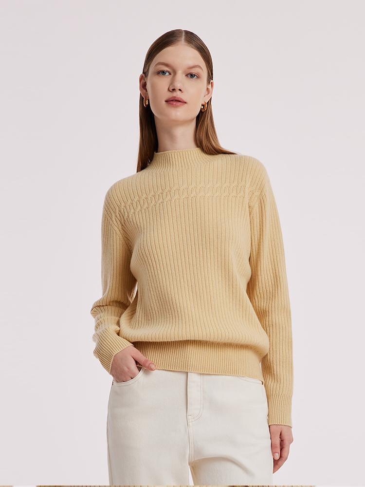 Wool Sequins Mock Neck Sweater GOELIA