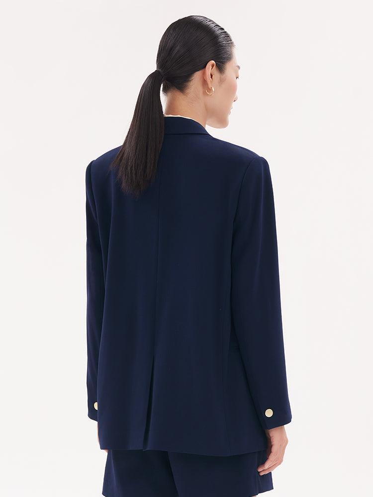 Royal Blue Triacetate Double-Breasted Blazer GOELIA