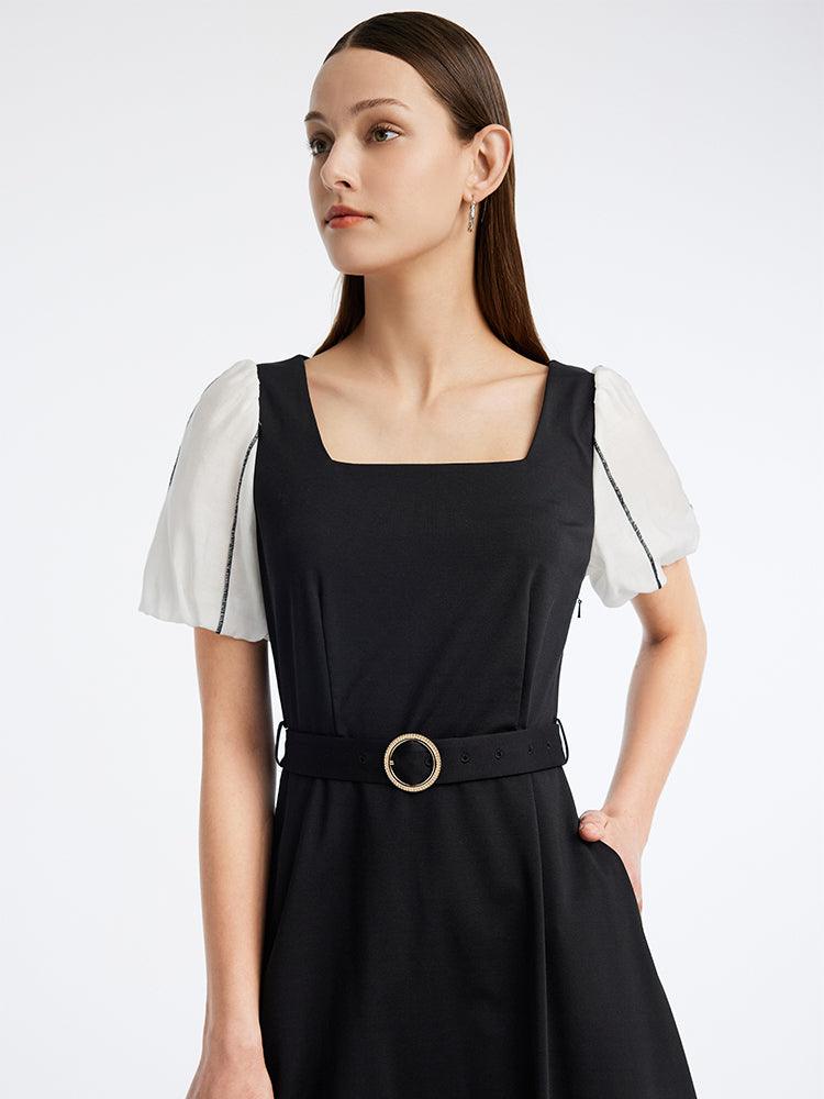 Square Patchwork Sleeve Dress GOELIA