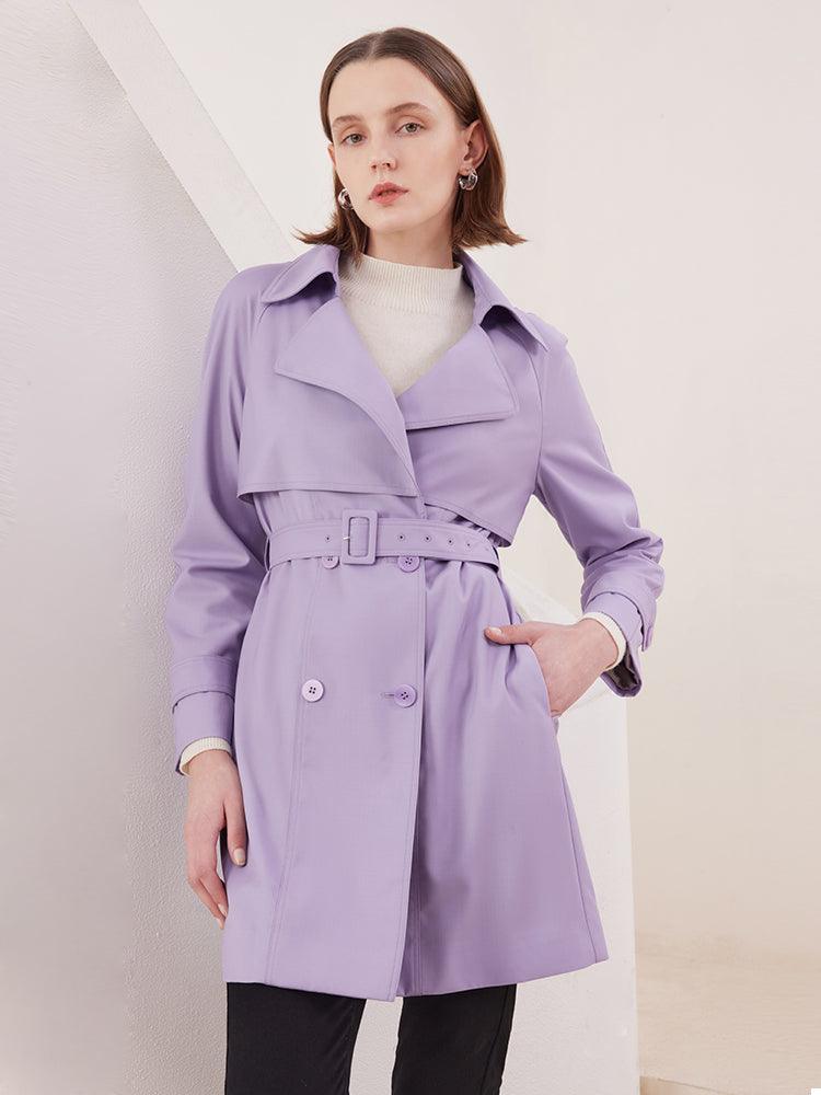 Candy Color Worsted Woolen Mid-length Trench Coat GOELIA