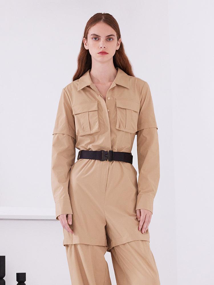 Khaki Detachable Stretchy Jumpsuit GOELIA