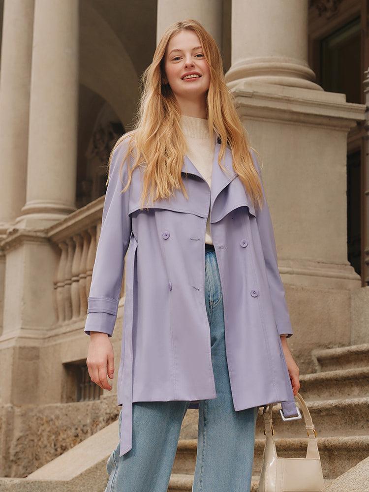 Candy Color Worsted Woolen Mid-length Trench Coat GOELIA