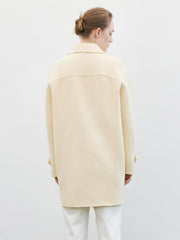 Cream Yellow Mid-length Woolen Coat GOELIA