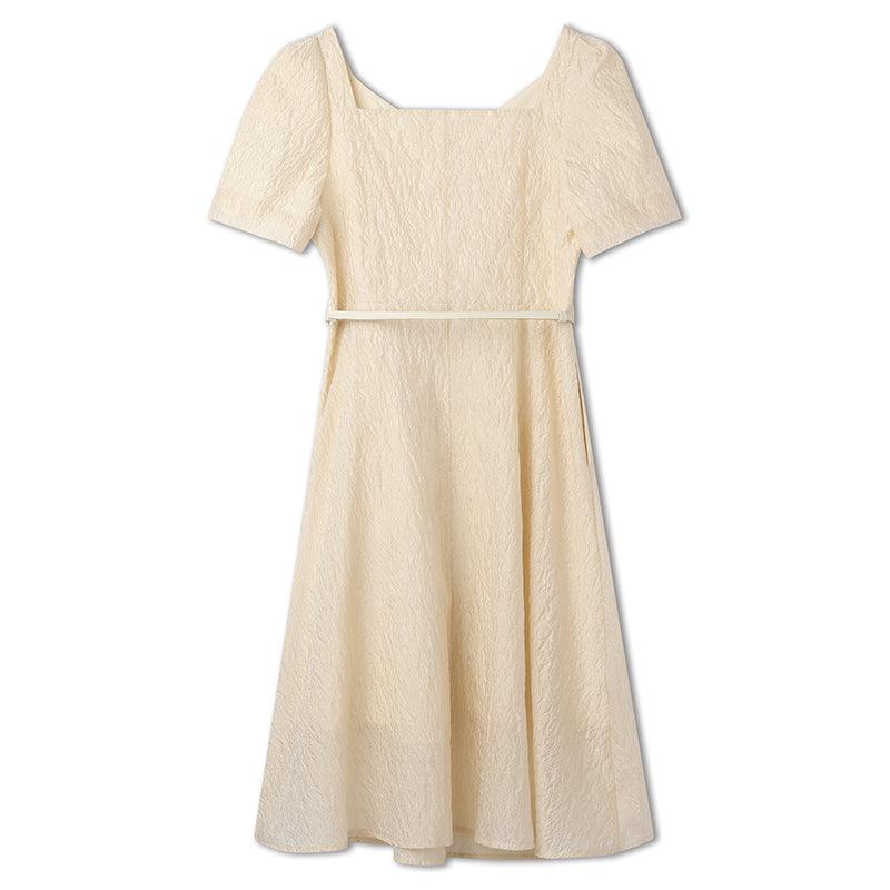 V-neck A-shape Elegant Jacquard Dress GOELIA