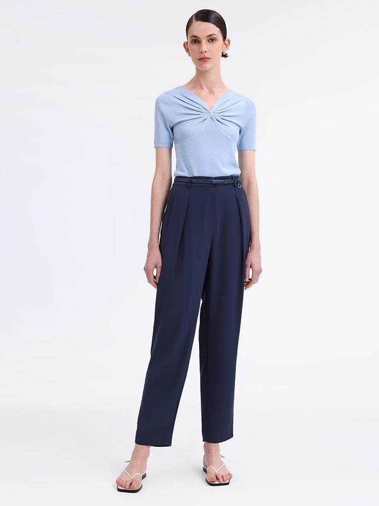 Triacetate Tapered Pants With Belt And Silk Scarf GOELIA