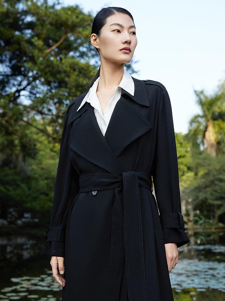 Black Triacetate Trench Coat GOELIA