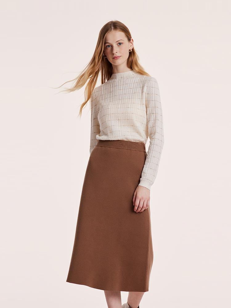 Tencel Wool Jacquard Sweater And Half Skirt Two-Piece Set GOELIA