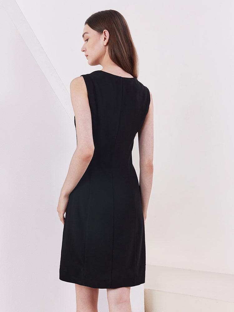 Black Slim Acetate Vest Dress GOELIA