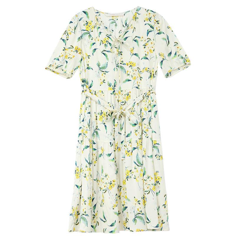 19-Momme Silk Floral Dress GOELIA