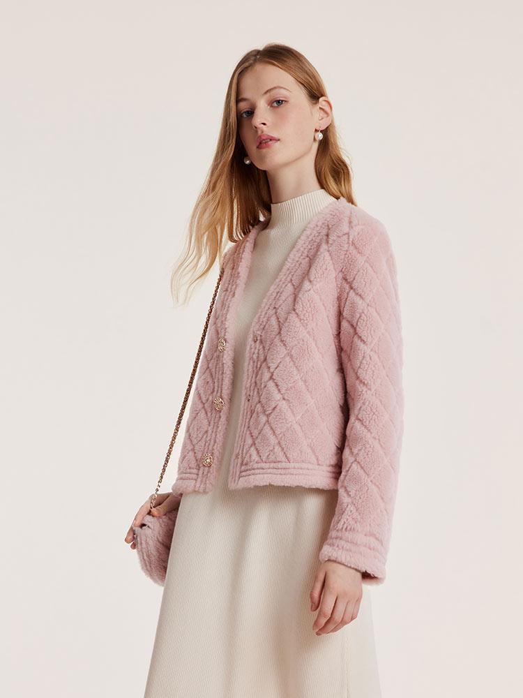 Pink Velour Short Coat With Bag GOELIA