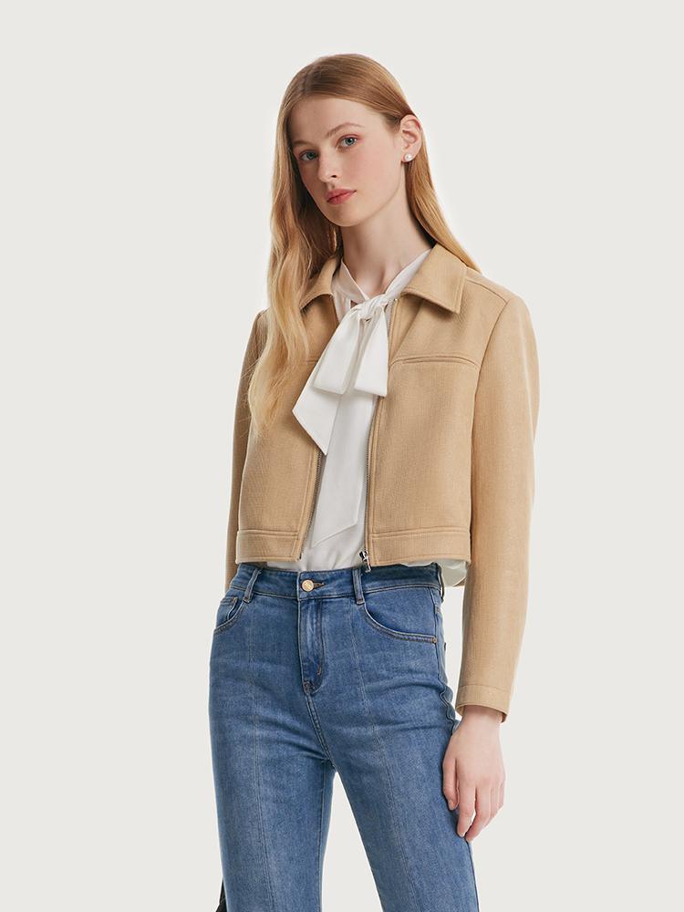 Short Faux Suede Jacket GOELIA