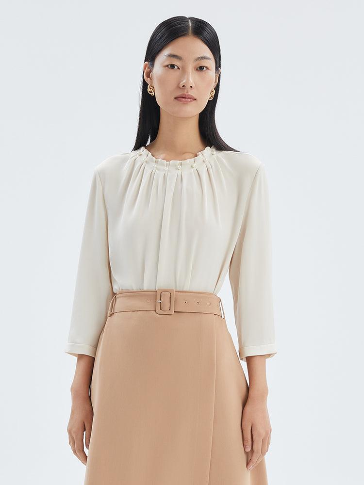 Acetate Ruffle Collar Blouse GOELIA