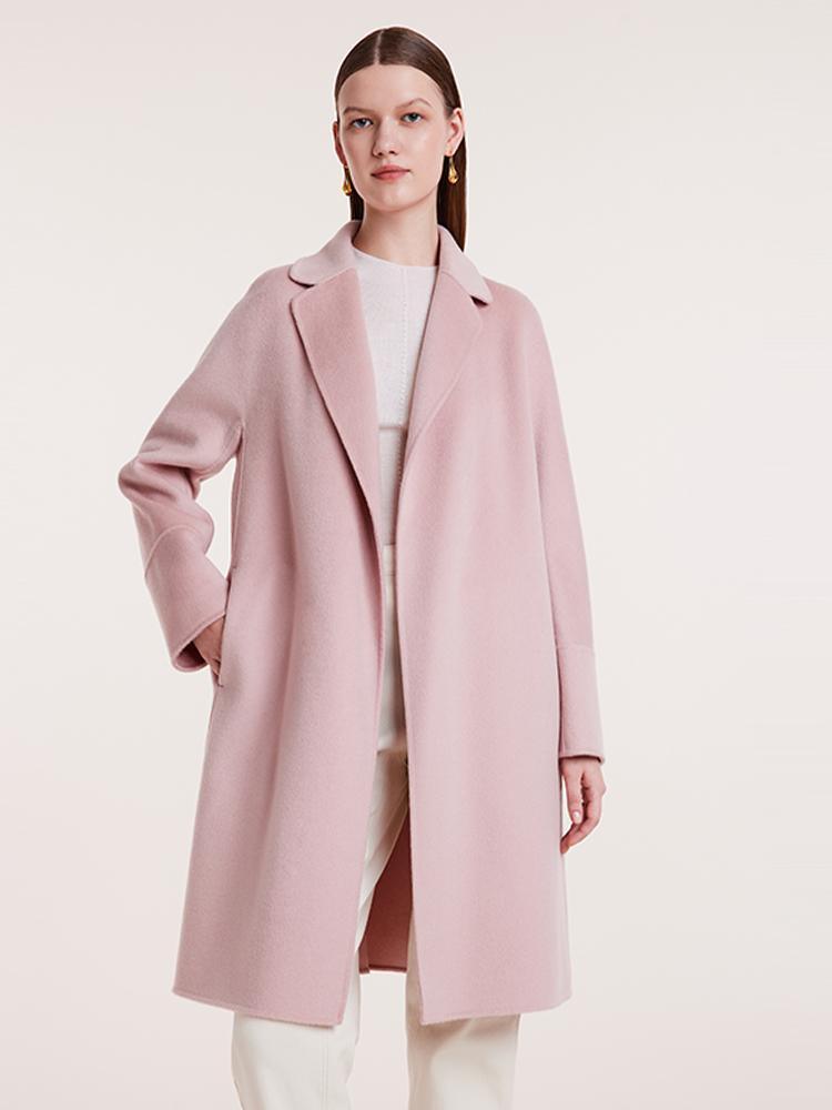 Notched Lapel Wool And Cashmere Wrapped Coat GOELIA