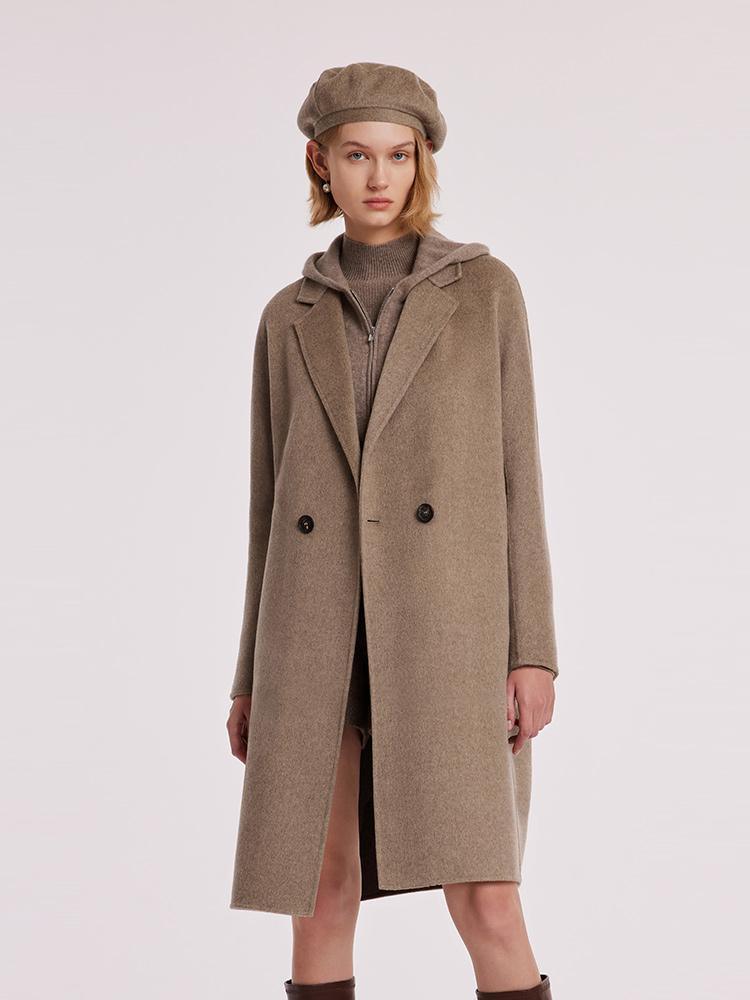 Brown Pure Cashmere Lapel Coat GOELIA