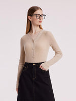 Beige Seamless Cashmere Cardigan GOELIA