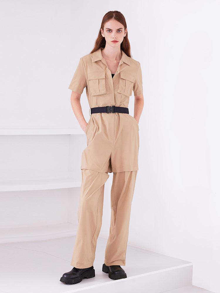 Khaki Detachable Stretchy Jumpsuit GOELIA