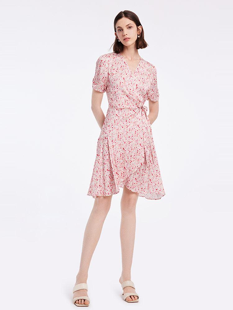 Floral Lace Up Wrap Dress GOELIA