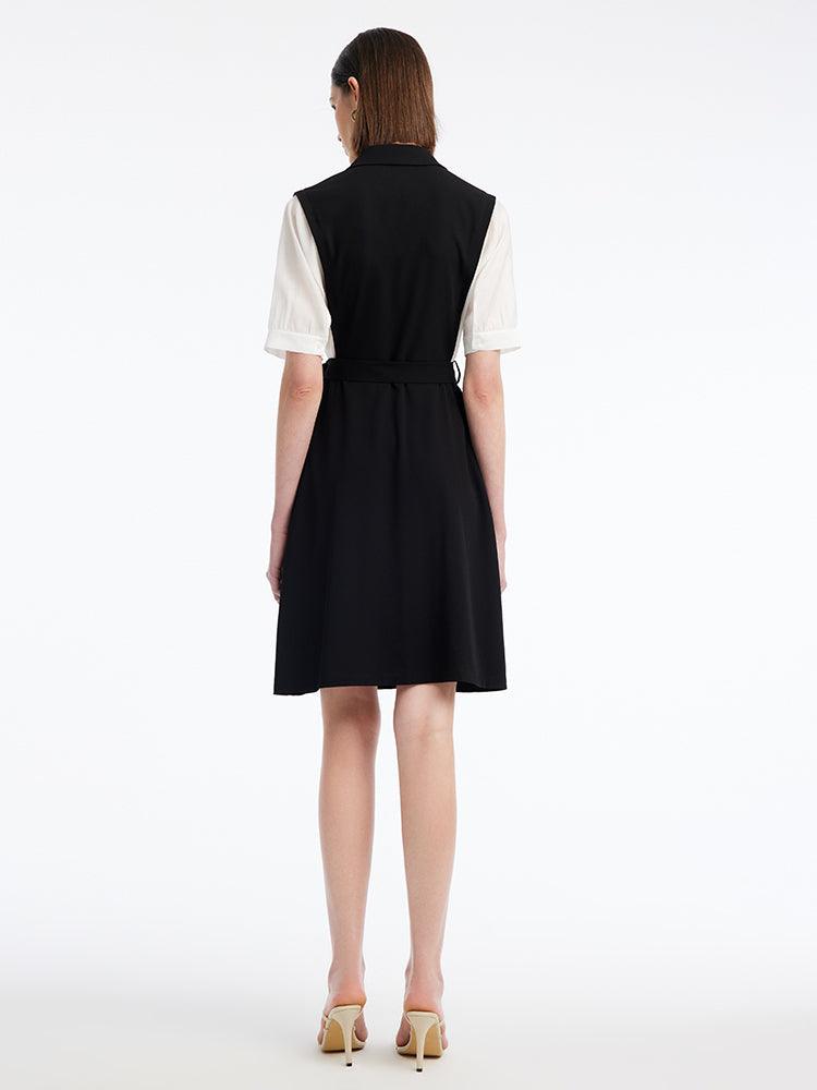 Notched Lapel Double-Breasted Dress GOELIA