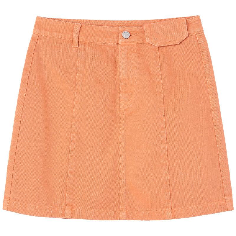 Orange Denim A-Line Skirt GOELIA