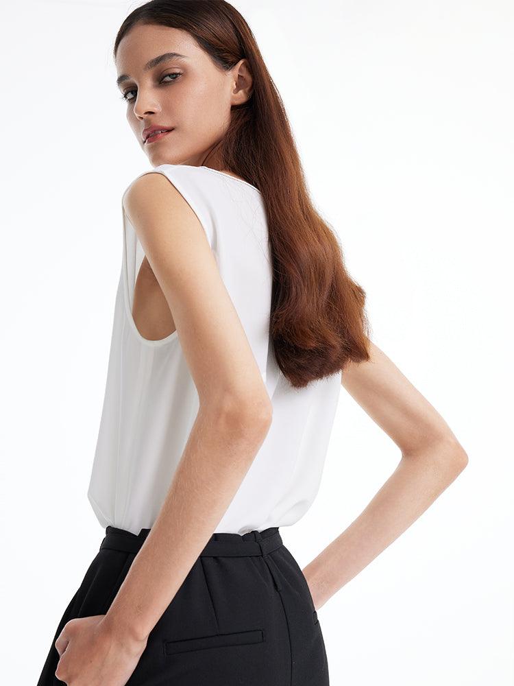 Acetate White V-Neck Tank Top GOELIA