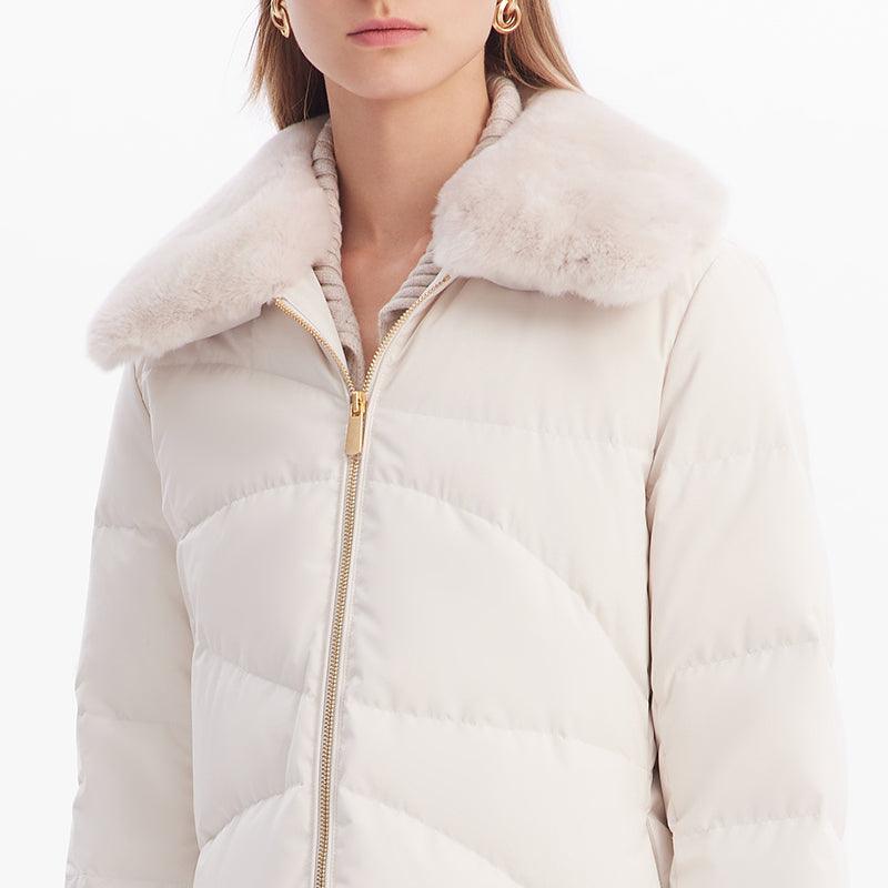 Rabbit Collar Goose Down Coat GOELIA