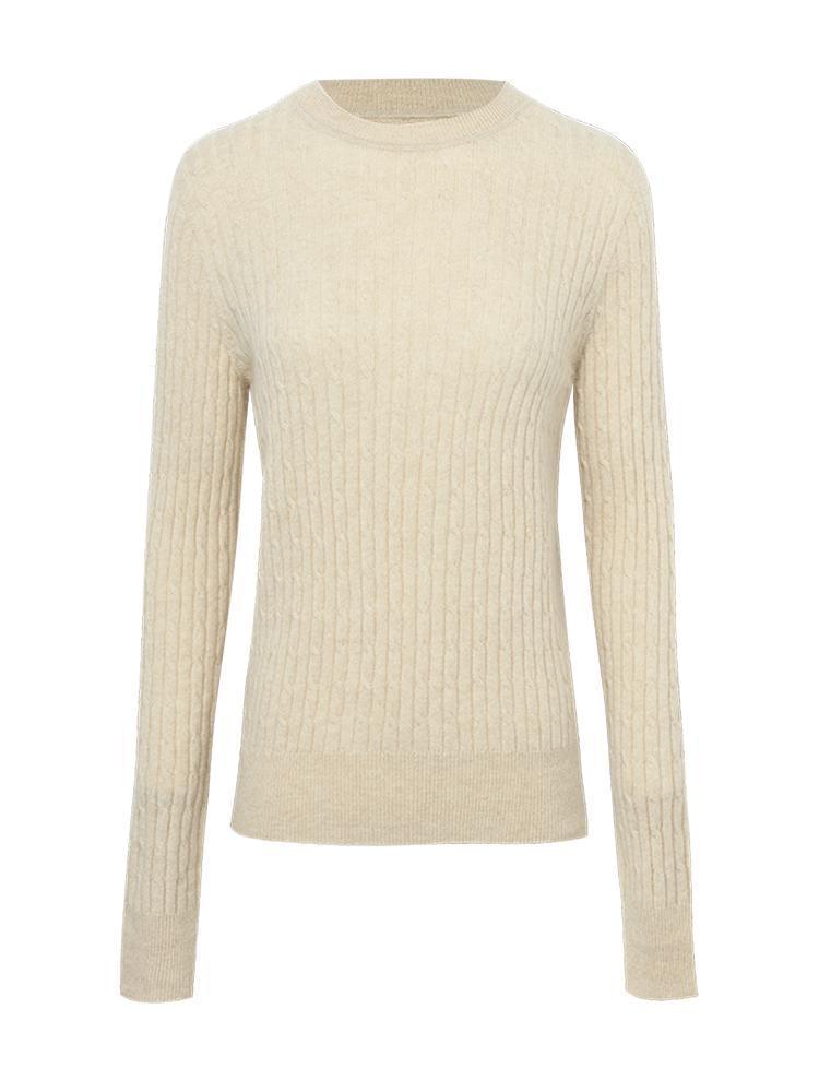 Pure Cashmere Seamless Cable Knit Sweater GOELIA