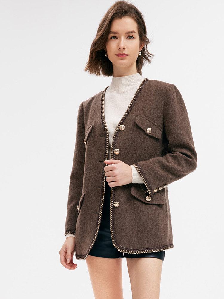 Brown Washable Wool Tweed Jacket GOELIA