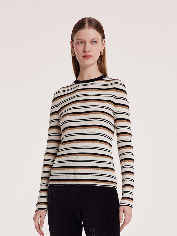 Machine Washable Wool Striped Sweater GOELIA