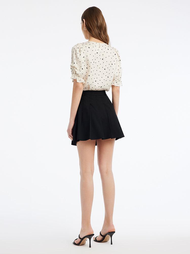 Round Neck Polka Dots Blouse GOELIA