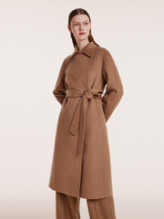 Camel Pure Cashmere Lapel Coat GOELIA