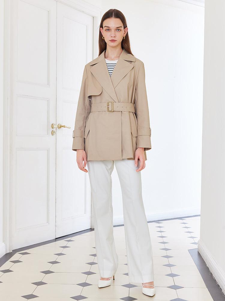 Crop Trench Coat With Belt GOELIA