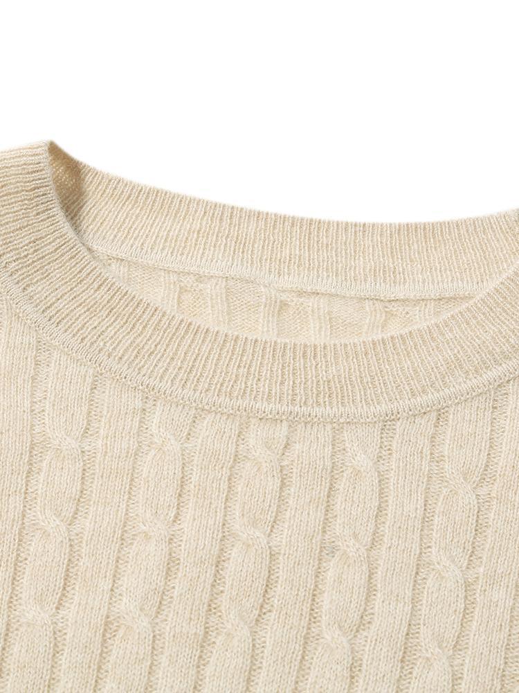 Pure Cashmere Seamless Cable Knit Sweater GOELIA