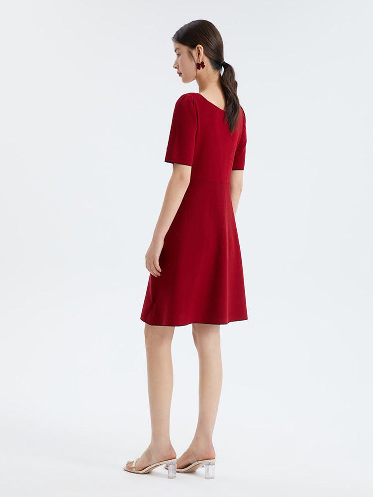 Red Detachable Bow Stretchy Dress GOELIA