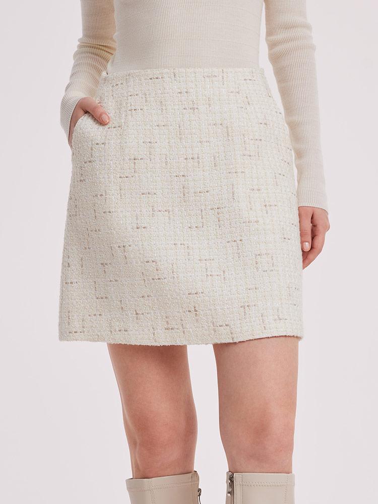 White A-Line Tweed Mini Skirt GOELIA